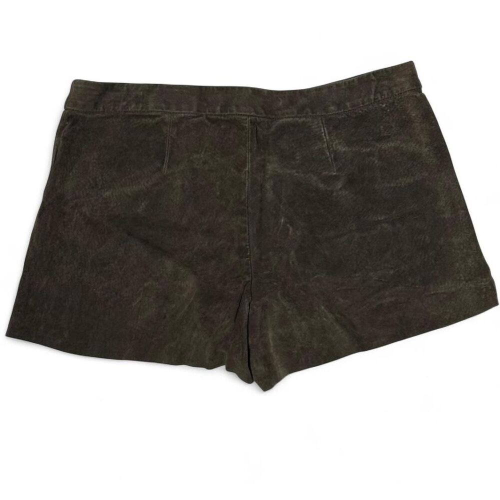 Low Rise Brown Zipper Pockets Genuine Leather Shorts Women’s Size 2 - Picture 2 of 4